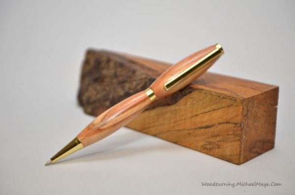 flamed beech slimline gold pen