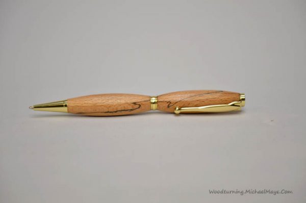 spalted beech fancy slimline gold pen