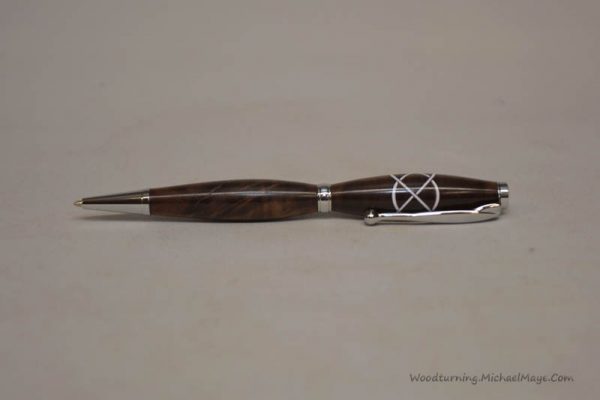Walnut fancy slimline pen with white Celtic Knot